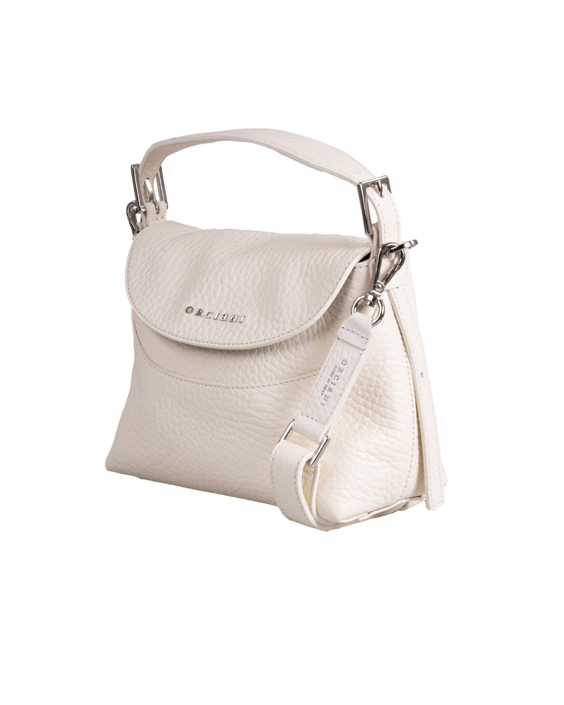 shop ORCIANI  Borsa: Orciani borsa a mano "Nana" Small Soft in pelle con tracolla.
Tasche: un taschino interno.
Chiusura: con patta e bottoni magnetici.
Funzionalità: manico a mano e a spalla regolabile con fibbia, tracolla regolabile removibile.
Dettagli: finitura palladio; pelle martellata.
Dimensioni: Larghezza: 20 cm / Altezza: 16 cm / Profondità: 10 cm.
Composizione: 100% Pelle.
Made in Italy.. B02175 SOF-BIANCO number 8380209